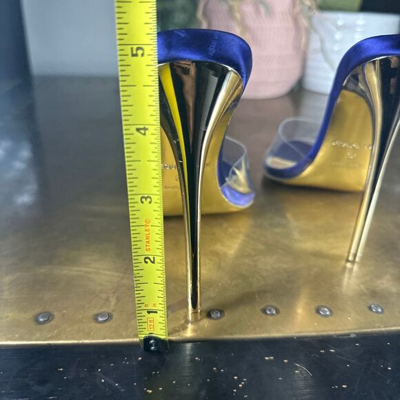 Jessica Rich Stiletto Mules 8 38 Pump Clear Strap Cocktail Formal Chic Navy Blue - Picture 9 of 10